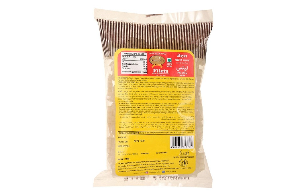 Natural's Bite Nets Potato Papad    Pack  100 grams